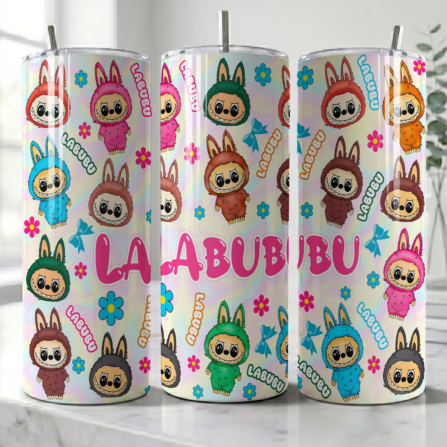 Labubu Monsters Pastel Skinny Tumbler - Custom Name (20oz) | Insulated Stainless Steel Travel Cup
