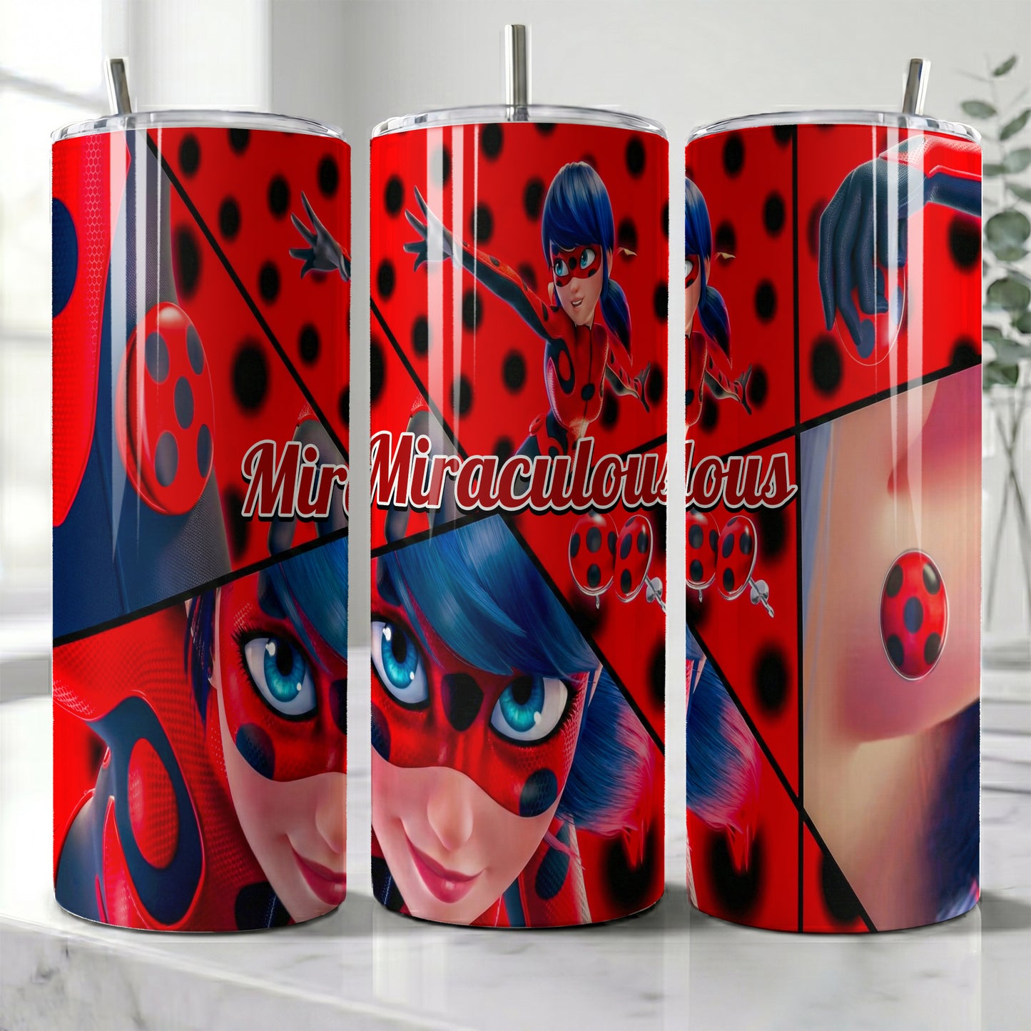 Miraculous Ladybug Hero Skinny Tumbler - Custom Name (20oz) | Insulated Stainless Steel Travel Cup
