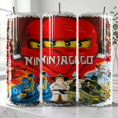 LEGO Ninjago Master Heroes Skinny Tumbler - Custom Name (20oz) | Insulated Stainless Steel Travel Cup