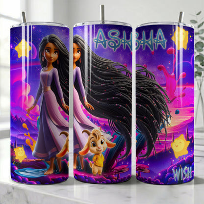 Asha Wish Magic Skinny Tumbler - Custom Name (20oz) | Insulated Stainless Steel Travel Cup