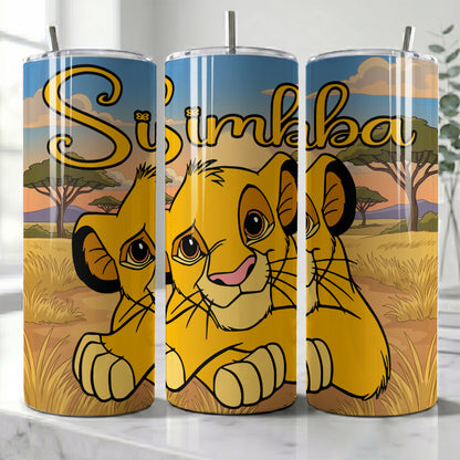 Simba The Lion King Savanna Skinny Tumbler - Custom Name (20oz) | Insulated Stainless Steel Travel Cup