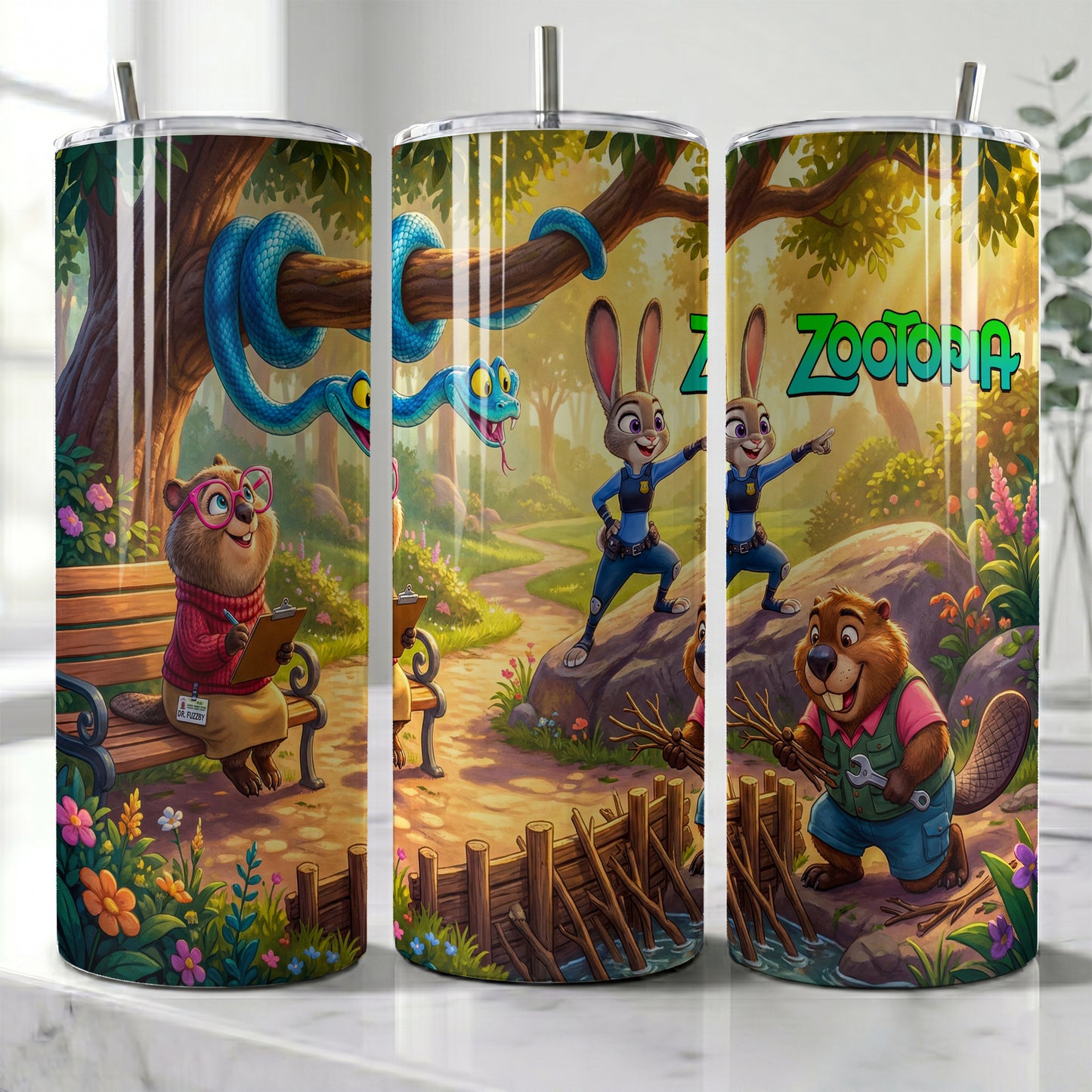 Zootopia Forest Patrol Skinny Tumbler - Custom Name (20oz) | Insulated Stainless Steel Travel Cup