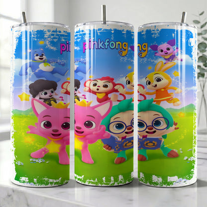 Pinkfong & Friends Musical Skinny Tumbler - Custom Name (20oz) | Insulated Stainless Steel Travel Cup