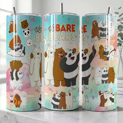 We Bare Bears Pastel Collage Skinny Tumbler 02 - Custom Name (20oz) | Insulated Stainless Steel Travel Cup (Copy)