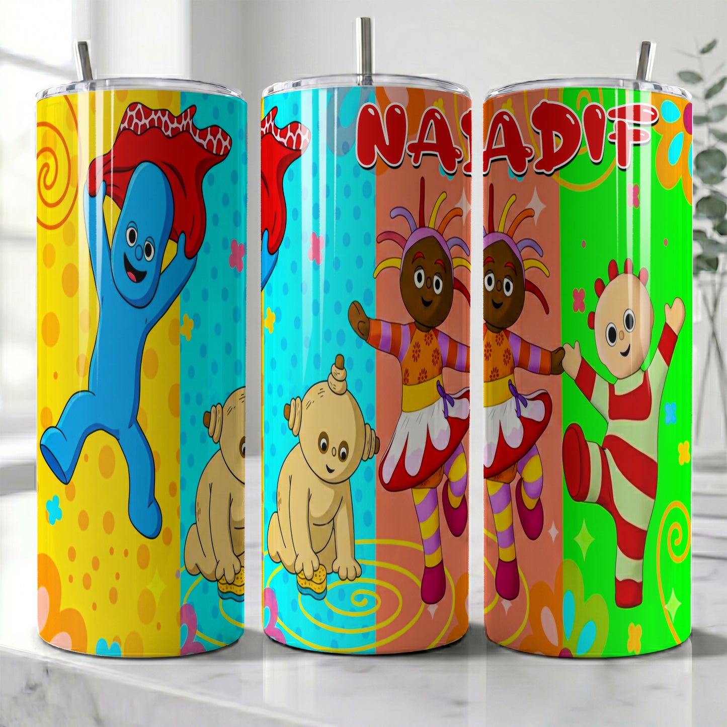 In the Night Garden Friends Skinny Tumbler - Custom Name (20oz) | Insulated Stainless Steel Travel Cup