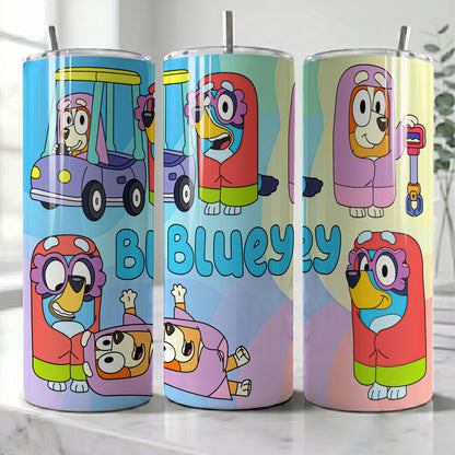 Bluey The Grannies Skinny Tumbler - Custom Name (20oz) | Insulated Stainless Steel Travel Cup