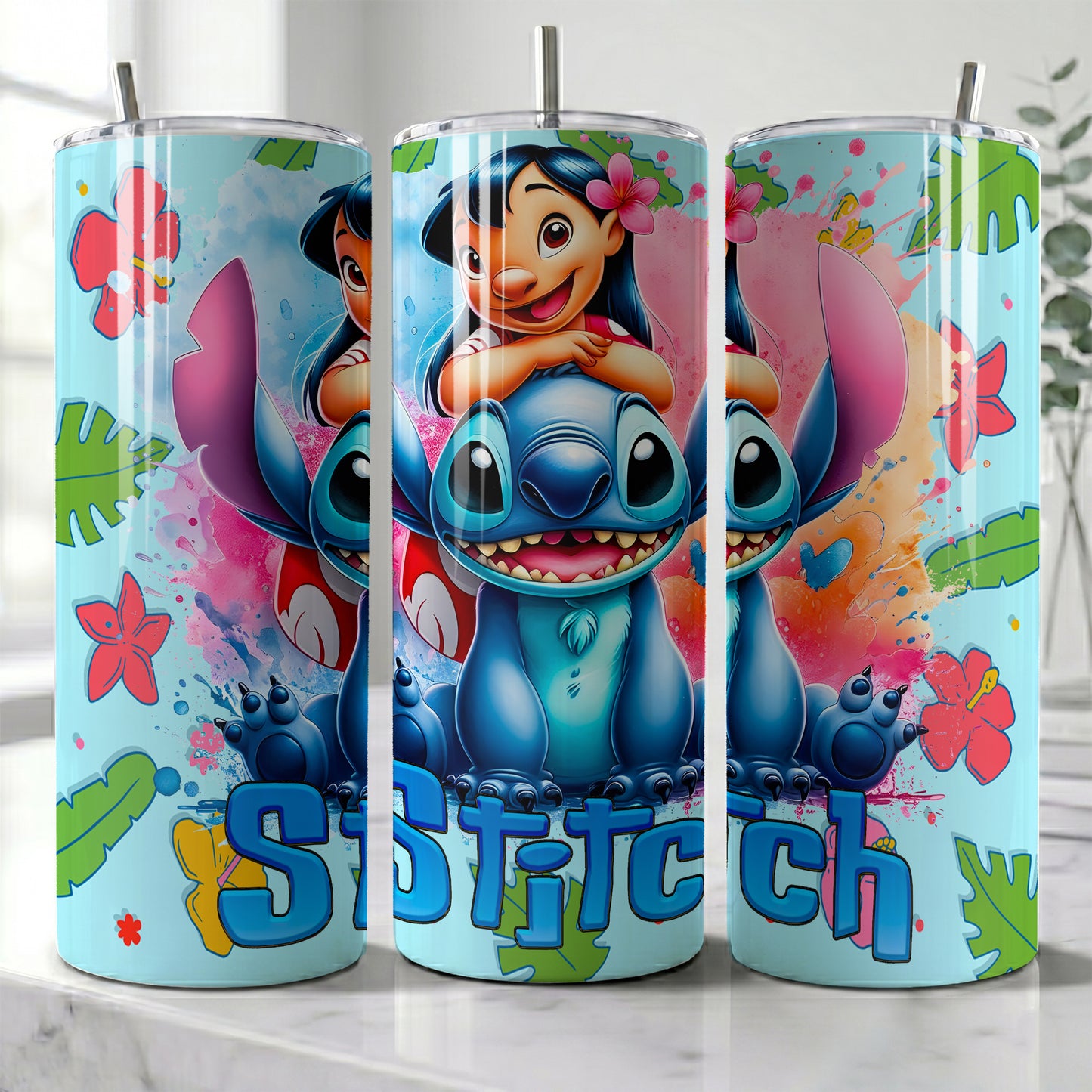 Lilo & Stitch Best Friends Skinny Tumbler - Custom Name (20oz) | Insulated Stainless Steel Travel Cup
