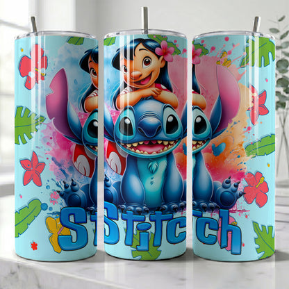 Lilo & Stitch Best Friends Skinny Tumbler - Custom Name (20oz) | Insulated Stainless Steel Travel Cup