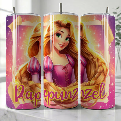 Princess Rapunzel Magical Hair Skinny Tumbler - Custom Name (20oz) | Insulated Stainless Steel Travel Cup