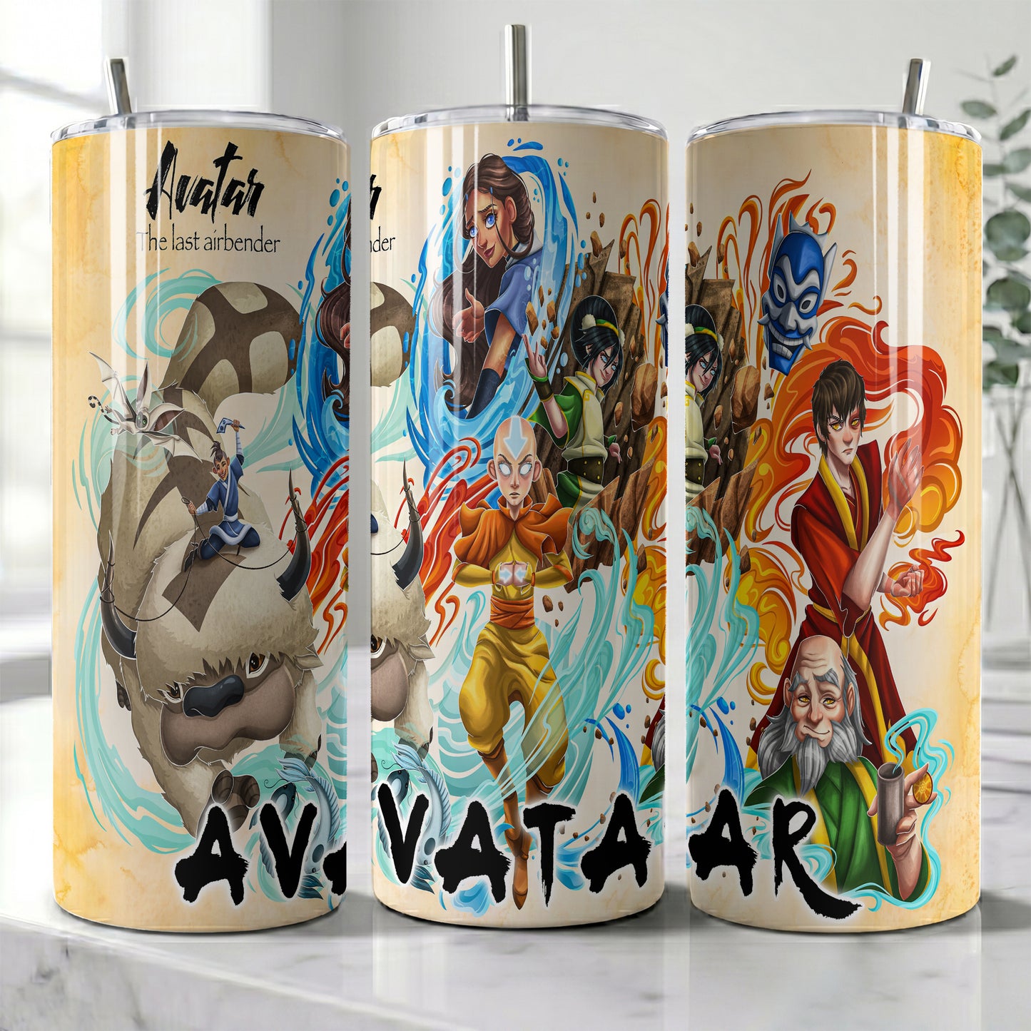 Avatar The Last Airbender Skinny Tumbler - Custom Name (20oz) | Insulated Stainless Steel Travel Cup