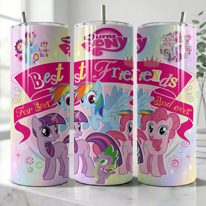 My Little Pony Best Friends Skinny Tumbler - Custom Name (20oz) | Insulated Stainless Steel Travel Cup