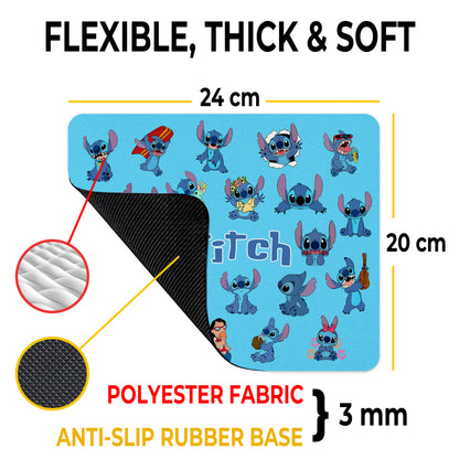 Stitch Character Collage Mouse Pad – Custom Name | Durable Design & Non-Slip Base