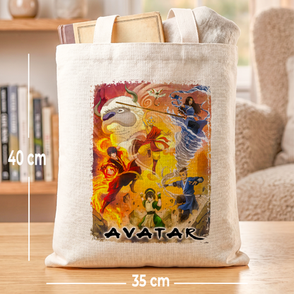 Avatar: The Last Airbender Linen Tote Bag - Custom Name (35x45cm) | Eco-Friendly Lightweight Shopping & Everyday Carrier
