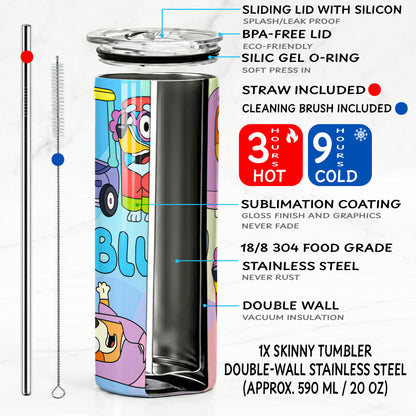 Bluey The Grannies Skinny Tumbler - Custom Name (20oz) | Insulated Stainless Steel Travel Cup