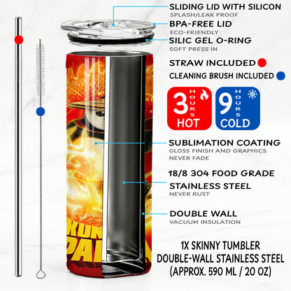 Kung Fu Panda Dragon Warrior Skinny Tumbler - Custom Name (20oz) | Insulated Stainless Steel Travel Cup
