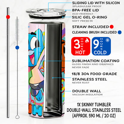 Gumball & Darwin Adventure Skinny Tumbler - Custom Name (20oz) | Insulated Stainless Steel Travel Cup