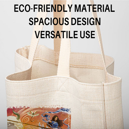 Avatar: The Last Airbender Linen Tote Bag - Custom Name (35x45cm) | Eco-Friendly Lightweight Shopping & Everyday Carrier
