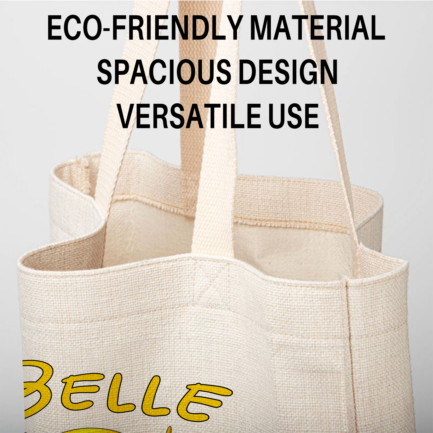 Princess Belle Linen Tote Bag - Custom Name (35x45cm) | Eco-Friendly Lightweight Shopping & Everyday Carrier