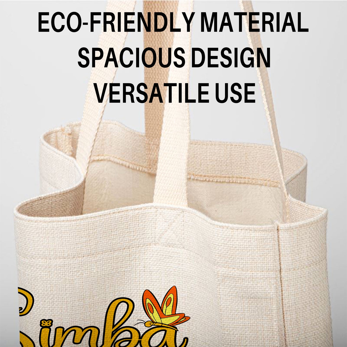 Simba Lion King Linen Tote Bag - Custom Name (35x45cm) | Eco-Friendly Lightweight Shopping & Everyday Carrier