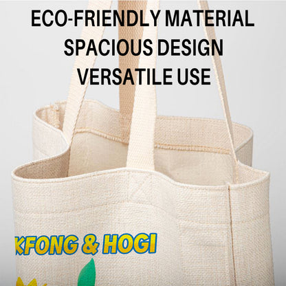 Pinkfong & Hogi Linen Tote Bag - Custom Name (35x45cm) | Eco-Friendly Lightweight Shopping & Everyday Carrier