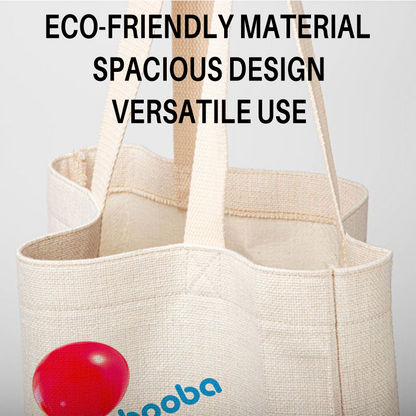 Booba Cartoon Linen Tote Bag - Custom Name (35x45cm) | Eco-Friendly Lightweight Shopping & Everyday Carrier