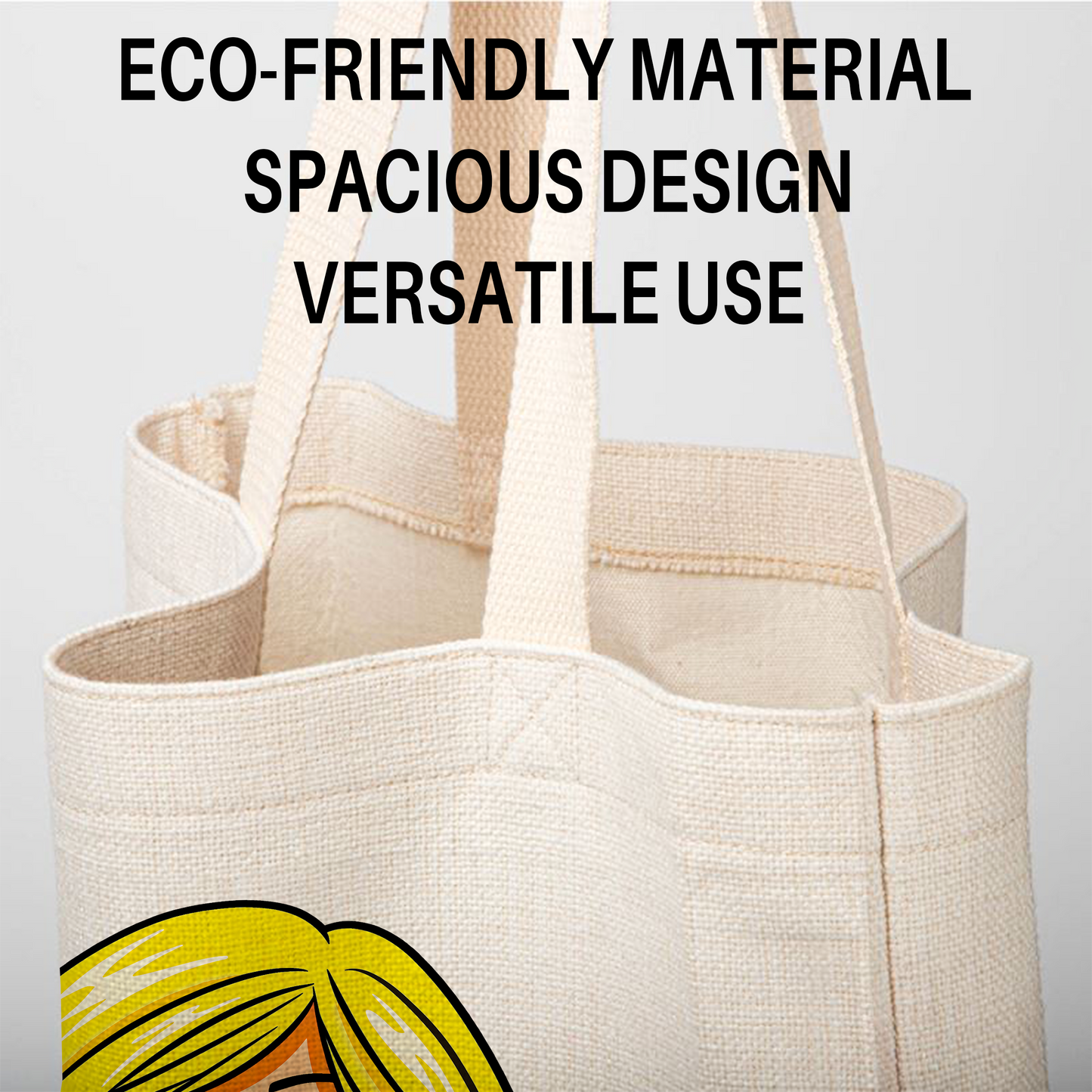 Barbie Glam Linen Tote Bag - Custom Name (35x45cm) | Eco-Friendly Lightweight Shopping & Everyday Carrier