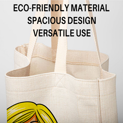 Barbie Glam Linen Tote Bag - Custom Name (35x45cm) | Eco-Friendly Lightweight Shopping & Everyday Carrier