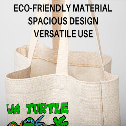 Teenage Mutant Ninja Turtles Linen Tote Bag - Custom Name (35x45cm) | Eco-Friendly Lightweight Shopping & Everyday Carrier