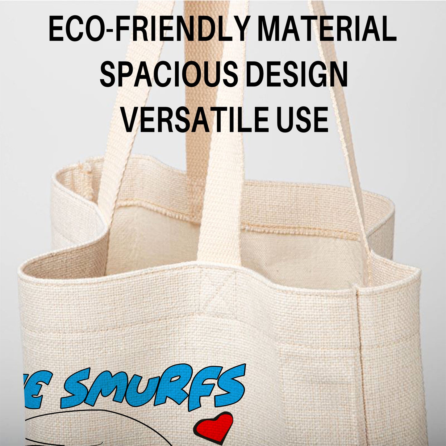 Smurfette The Smurfs Linen Tote Bag - Custom Name (35x45cm) | Eco-Friendly Lightweight Shopping & Everyday Carrier