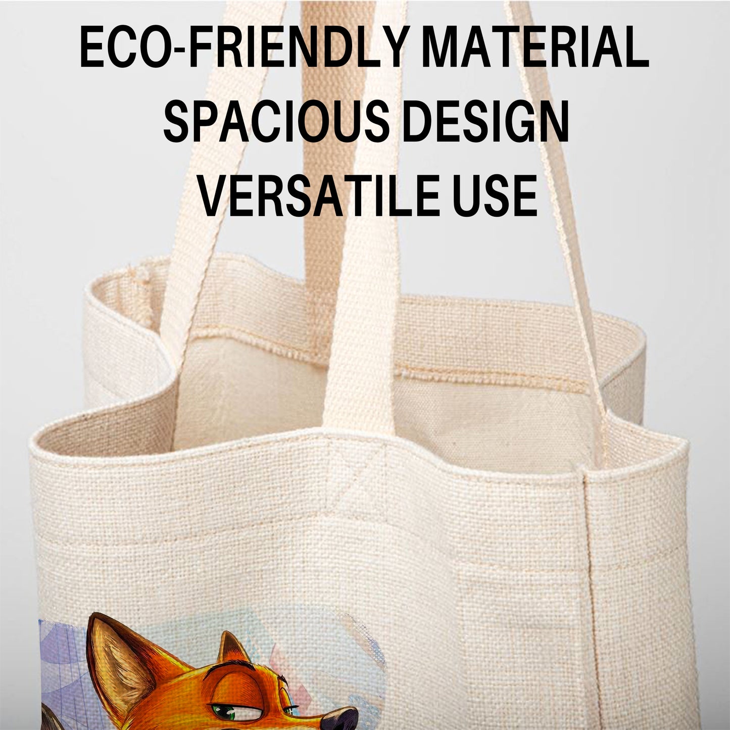 Zootopia Judy & Nick Linen Tote Bag - Custom Name (35x45cm) | Eco-Friendly Lightweight Shopping & Everyday Carrier