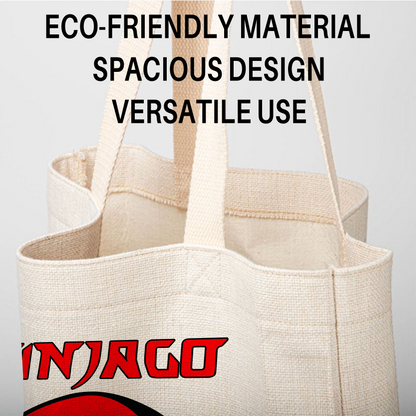 Ninjago Red Ninja Linen Tote Bag - Custom Name (35x45cm) | Eco-Friendly Lightweight Shopping & Everyday Carrier