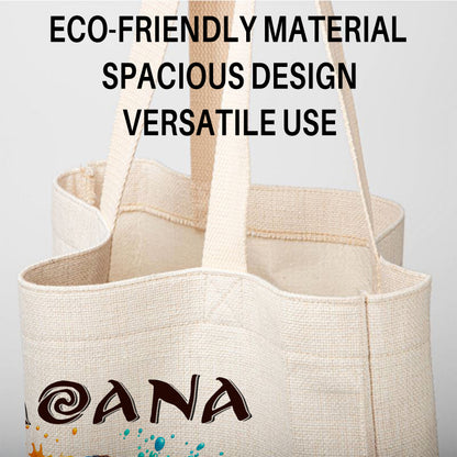 Moana Tropical Linen Tote Bag - Custom Name (35x45cm) | Eco-Friendly Lightweight Shopping & Everyday Carrier