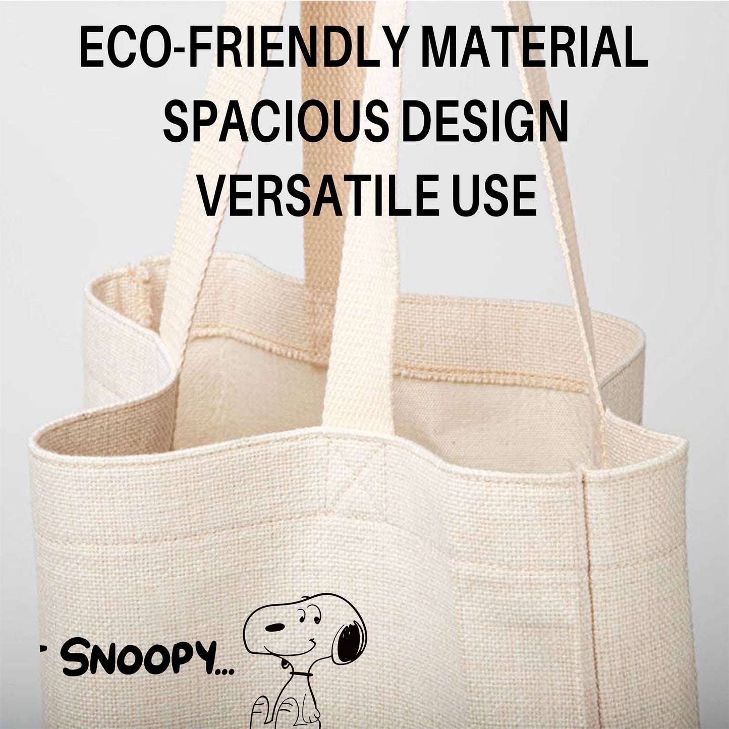Soft Snoopy Funny Quote Linen Tote Bag - Custom Name (35x45cm) | Eco-Friendly Lightweight Shopping & Everyday Carrier