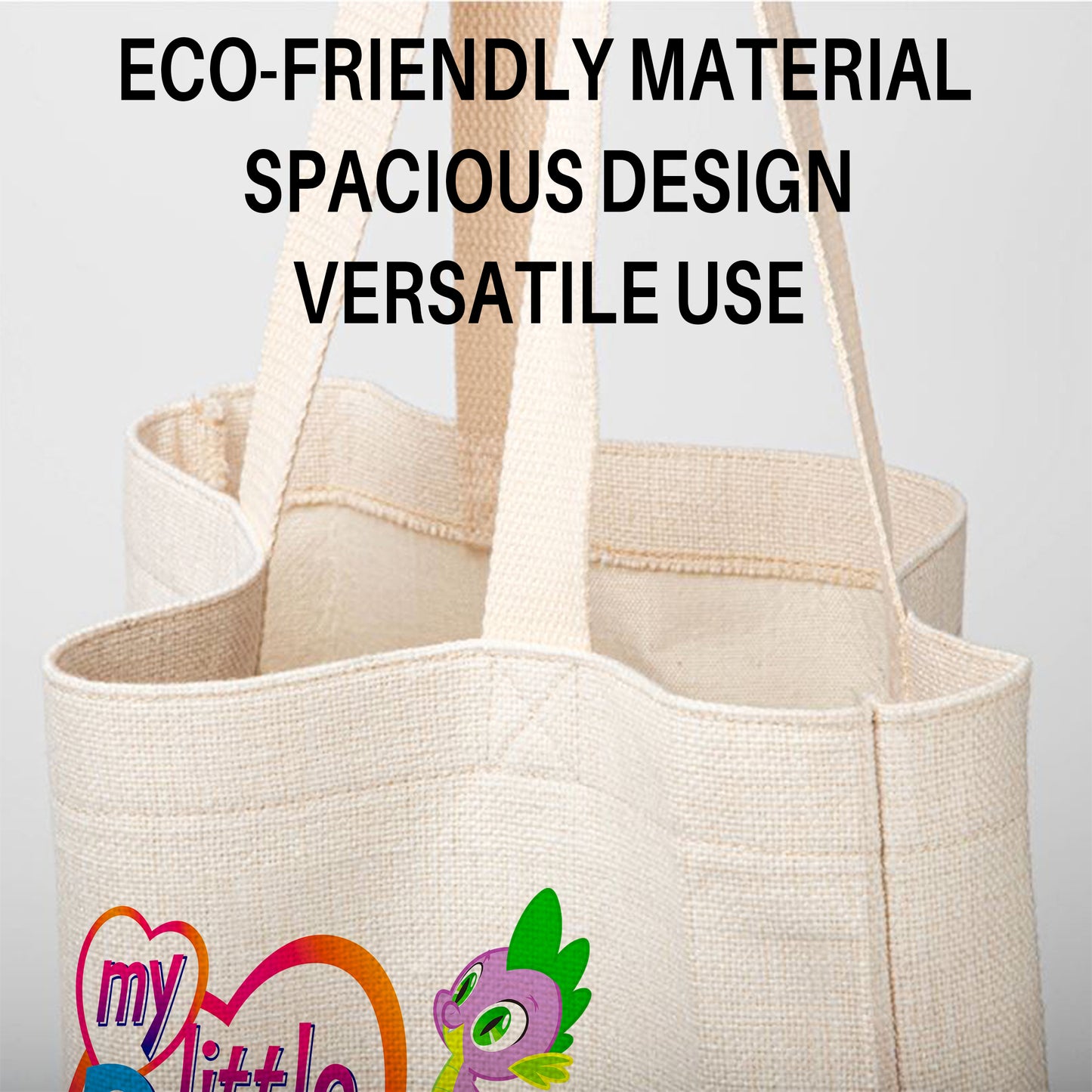 My Little Pony Friends Linen Tote Bag - Custom Name (35x45cm) | Eco-Friendly Lightweight Shopping & Everyday Carrier