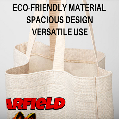 Garfield Comic Cat Linen Tote Bag - Custom Name (35x45cm) | Eco-Friendly Lightweight Shopping & Everyday Carrier