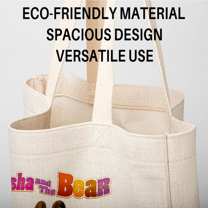 Masha and the Bear Linen Tote Bag - Custom Name (35x45cm) | Eco-Friendly Lightweight Shopping & Everyday Carrier