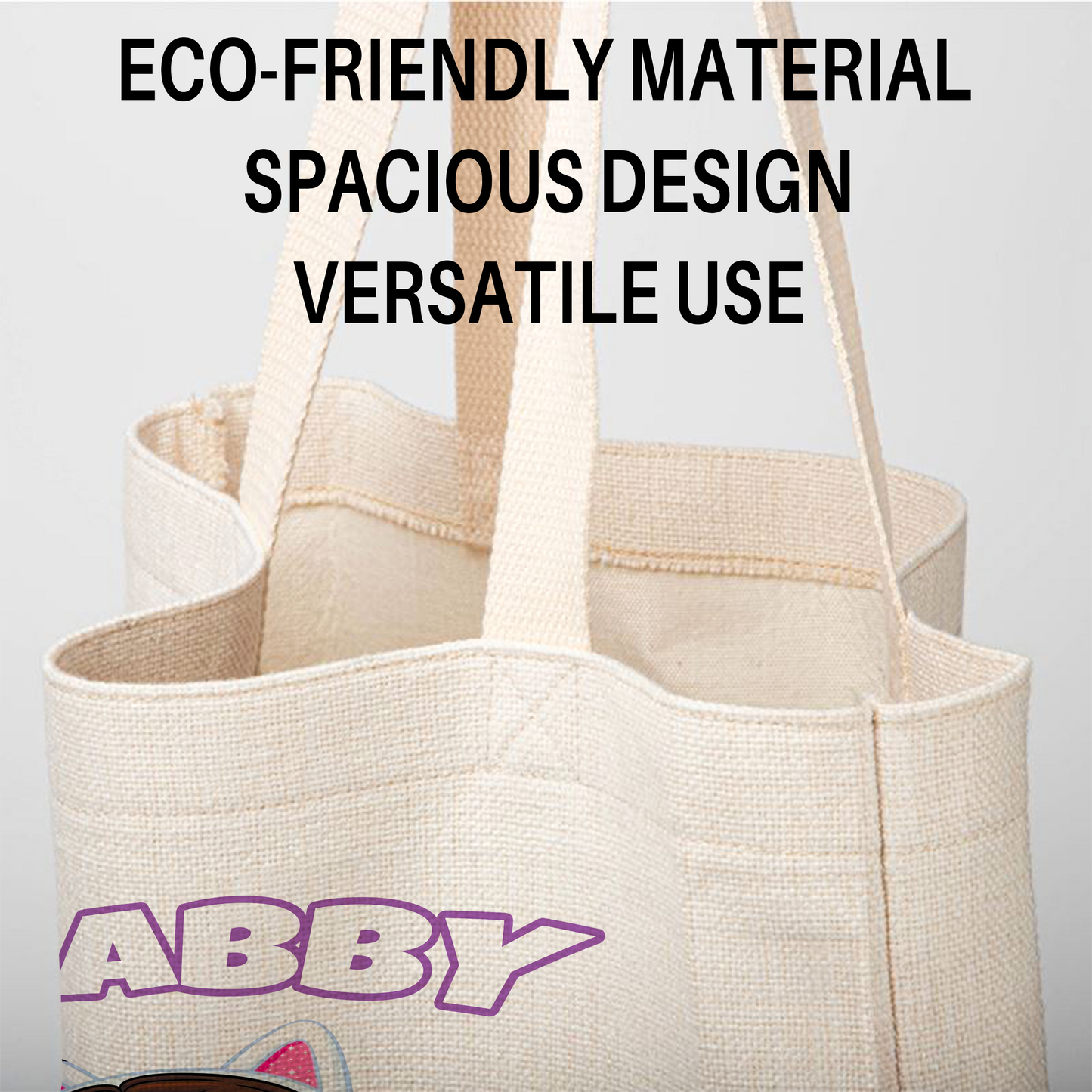 Gabby's Dollhouse Linen Tote Bag - Custom Name (35x45cm) | Eco-Friendly Lightweight Shopping & Everyday Carrier