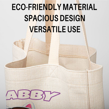 Gabby's Dollhouse Linen Tote Bag - Custom Name (35x45cm) | Eco-Friendly Lightweight Shopping & Everyday Carrier