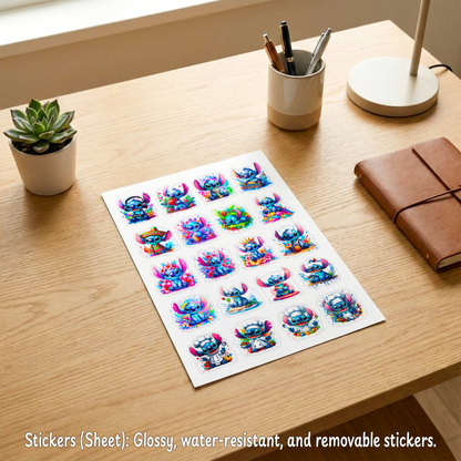 Stitch Strawberry Splash Box – Custom Name | Includes Plush, Tote Bag, Pouch & Drinkware Set & More