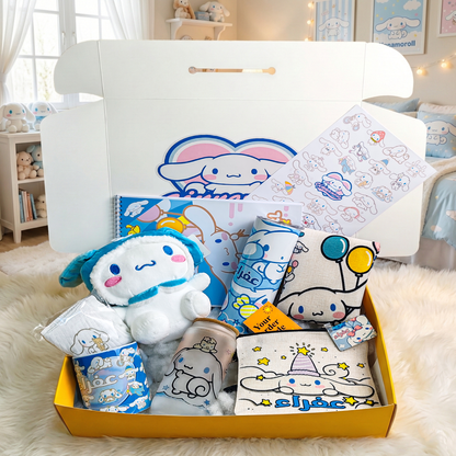Cinnamoroll Kawaii Coloring Fun Box – Custom Name | Includes Plush, Coloring Book, Drinkware Set & More
