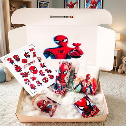 Spider-Man Love & Heart Box – Custom Name | Includes Drinkware Trio, Stickers, Pouch & More (Girly Tumbler)