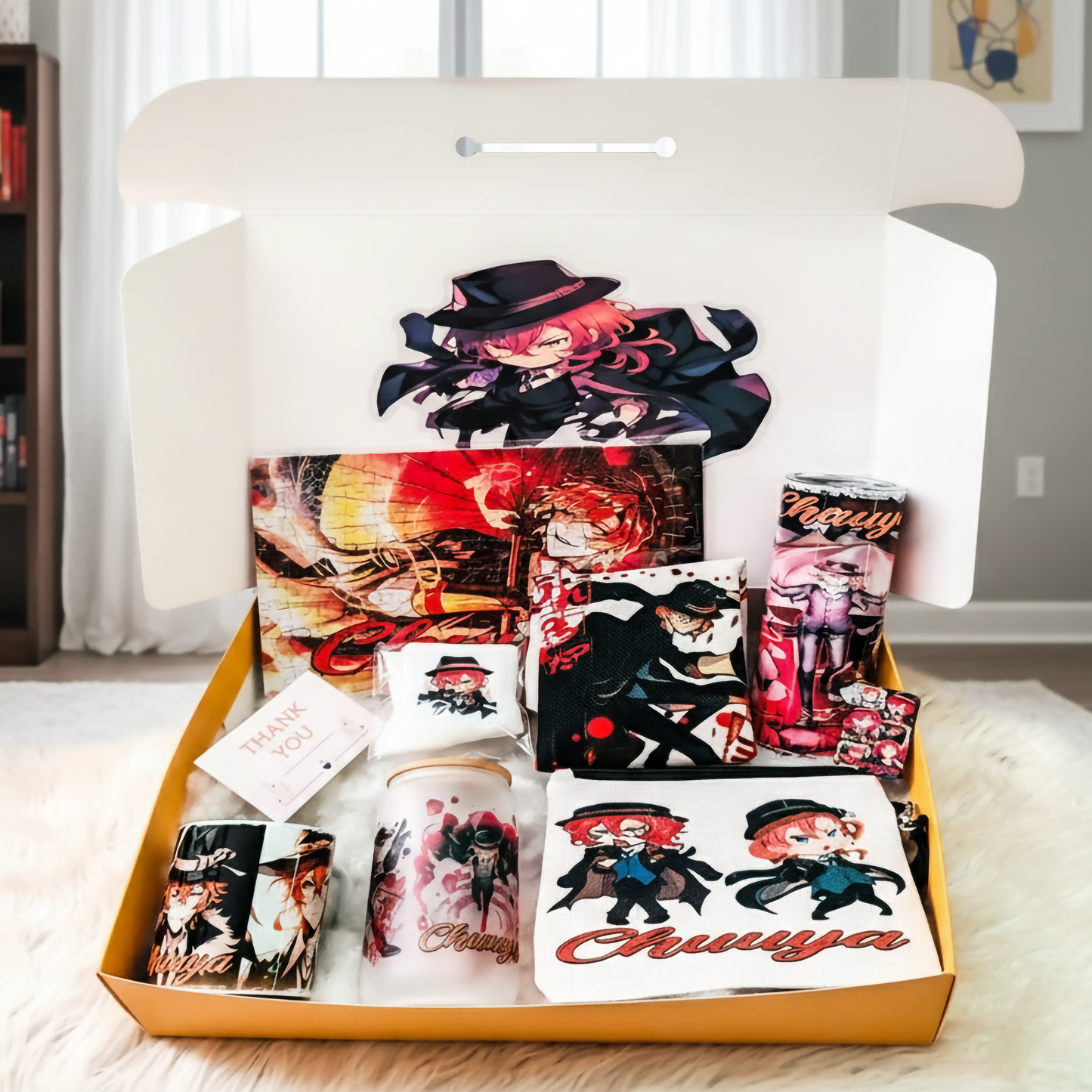 Chuuya Nakahara Port Mafia Box – Custom Name | Includes Puzzle, Drinkware Set, Pouch & More