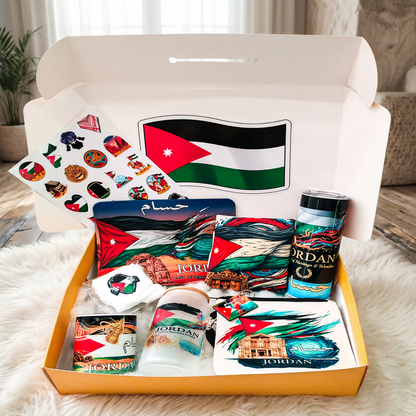 Jordan Heritage & Wonders Box – Custom Name | Includes Mouse Pad, Drinkware Set, Pouch & More