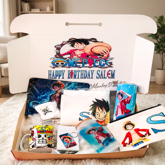 One Piece Monkey D. Luffy Adventure Box – Custom Name | Includes Tote Bag, Drinkware, Pouch Set & More