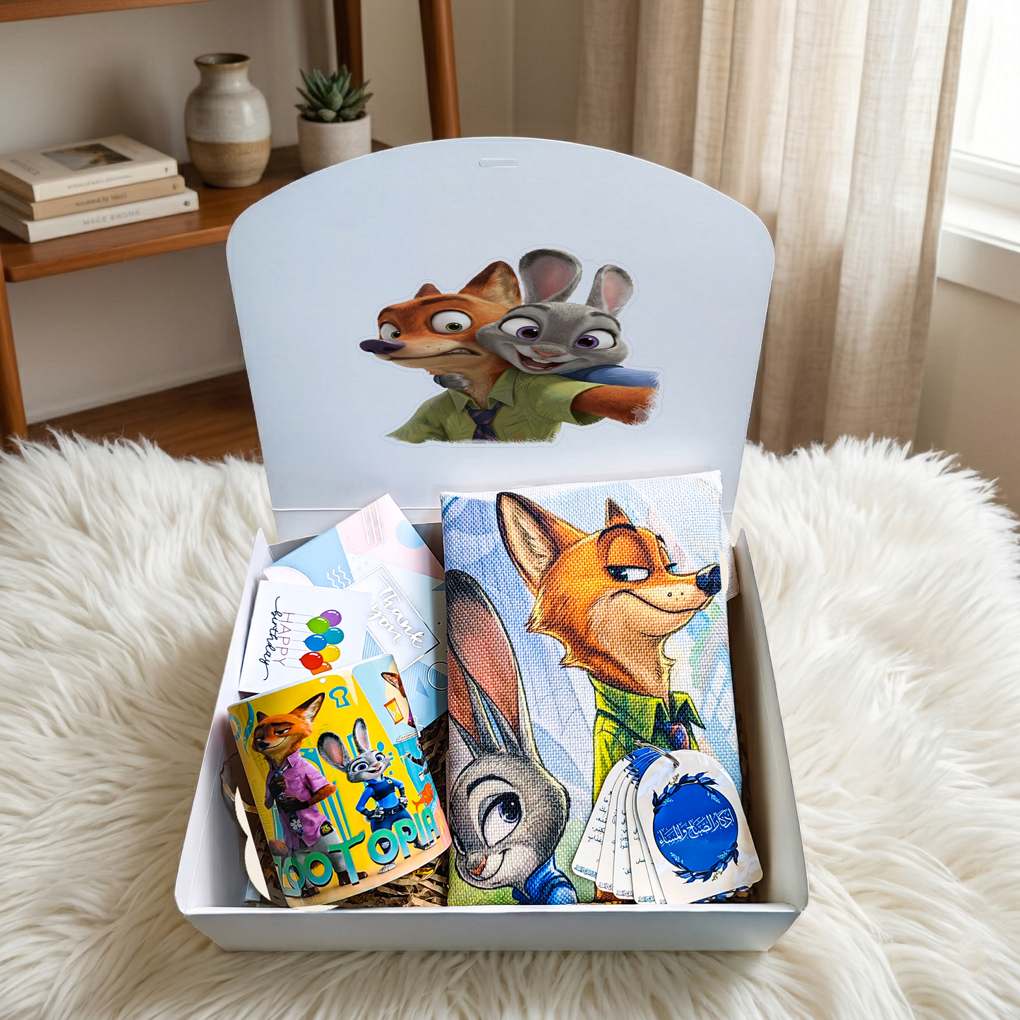 Zootopia Mini Box – Personalized | Includes Custom Mug, Tote Bag, Card Set & Gift Cards