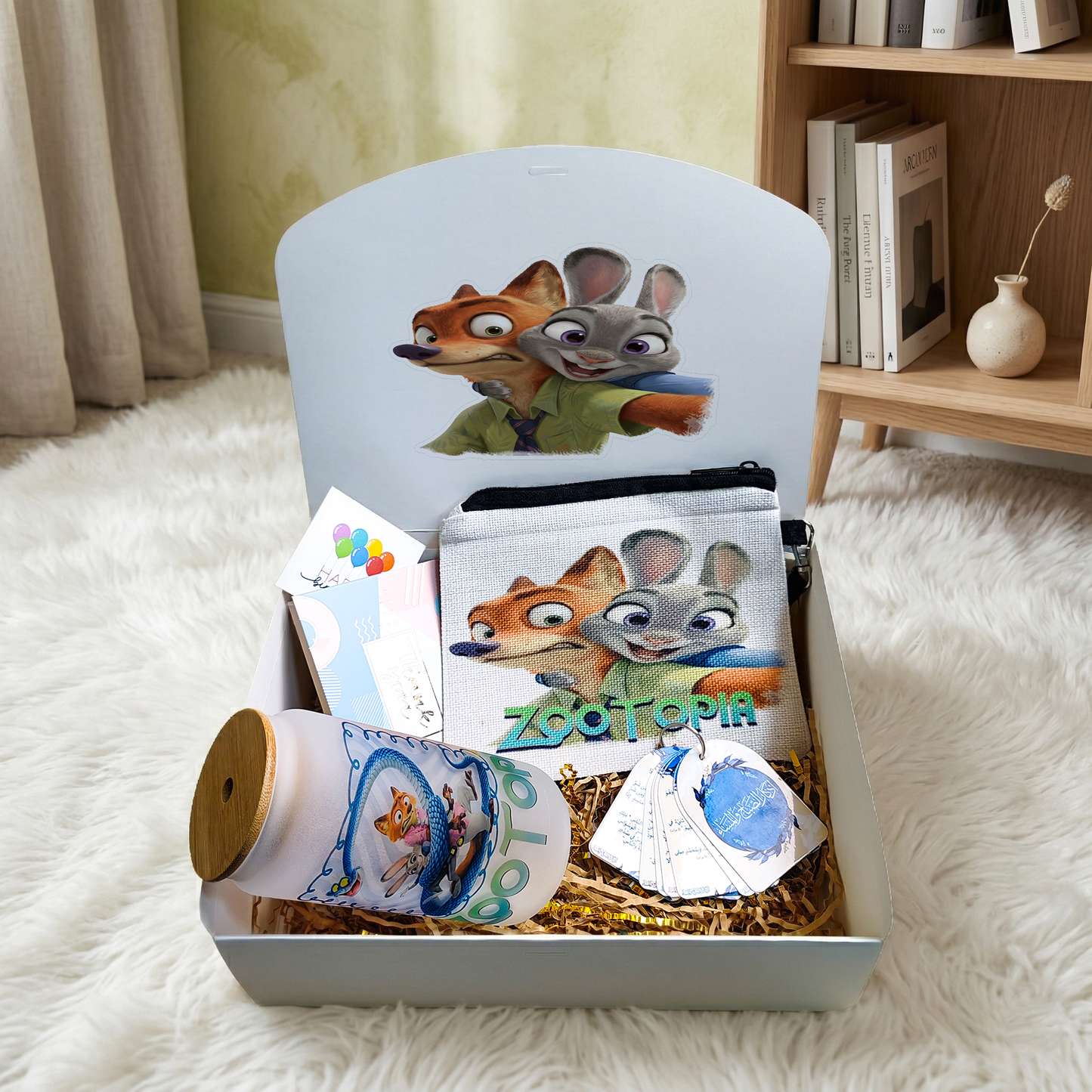 Zootopia Mini Box – Personalized | Includes Frosted Tumbler, Zipper Pouch, Card Set & Gift Cards