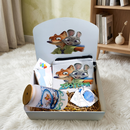 Zootopia Mini Box – Personalized | Includes Frosted Tumbler, Zipper Pouch, Card Set & Gift Cards
