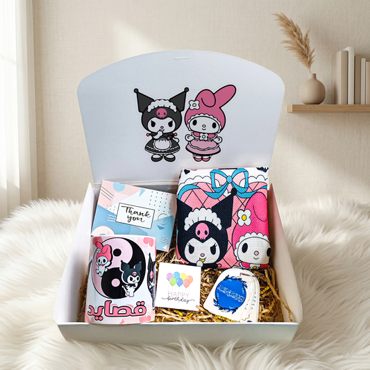 Kuromi & My Melody Mini Box – Personalized | Includes Custom Mug, Tote Bag, Card Set & Gift Cards