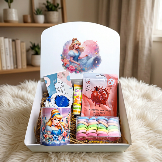 Cinderella Princess Spa Mini Box – Personalized | Includes Custom Mug, Beauty Essentials, Card Set & Gift Cards