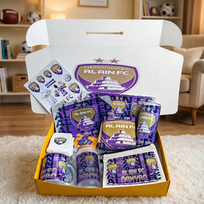 Al Ain FC Fan Box 2 – Custom Name | Includes Tote Bag, Pouch, Mouse Pad, Puzzle & Drinkware Set & More